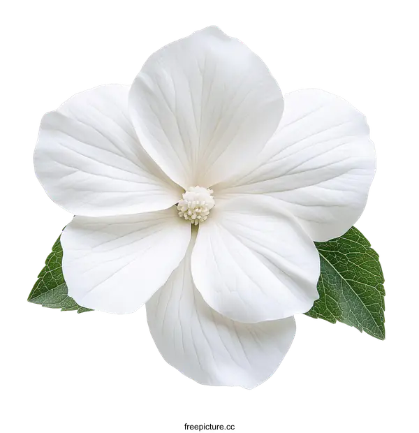 [Transparent Background PNG]Closeup of a Beautiful White Flower with Leaves