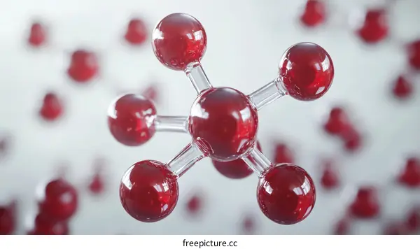 Molecular Structure Illustration of Red Spherical Atoms