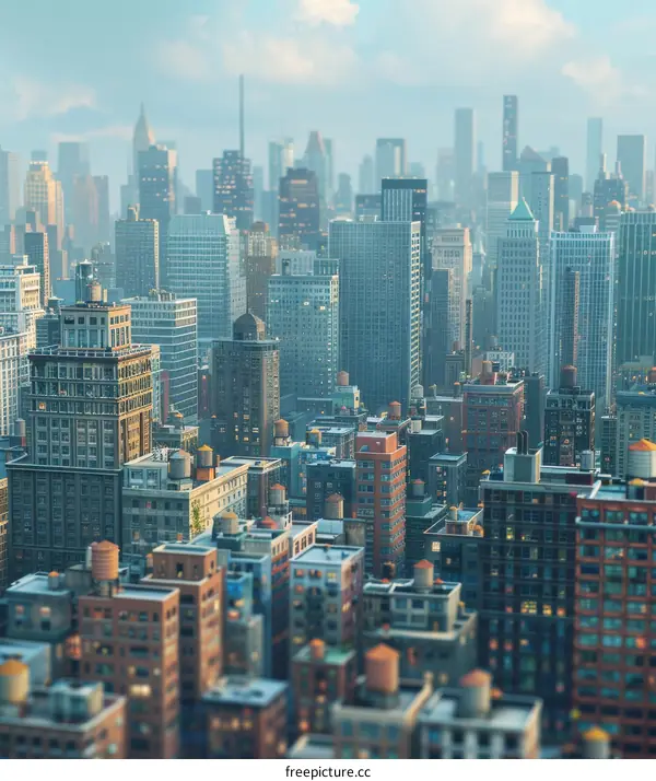 A Metropolis with Towering Skyscrapers and Bustling Streets