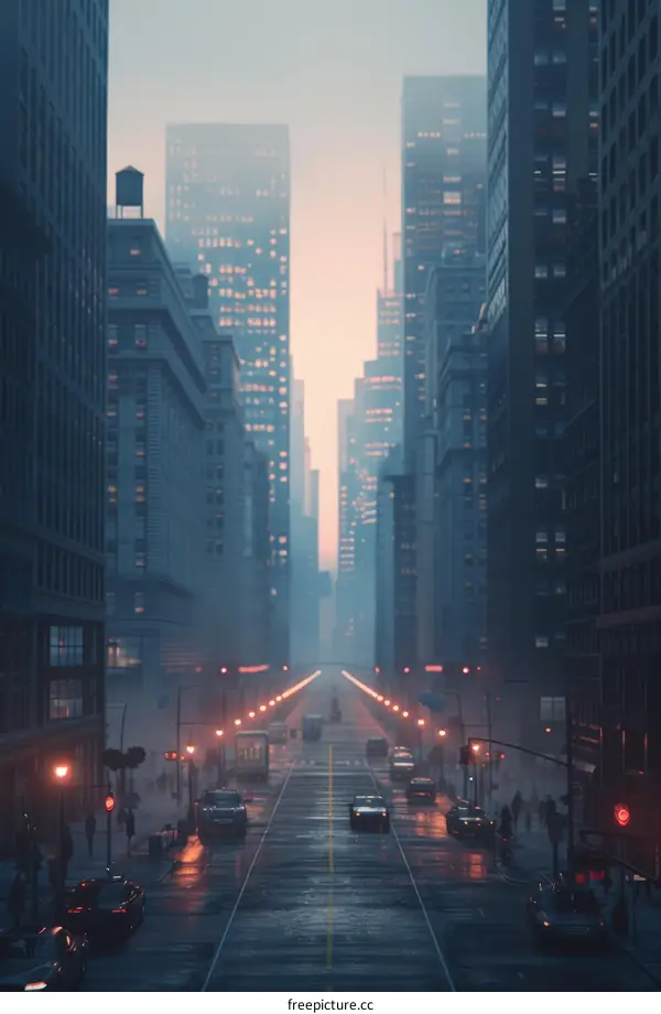 Rainy Cityscape Metropolis Evening