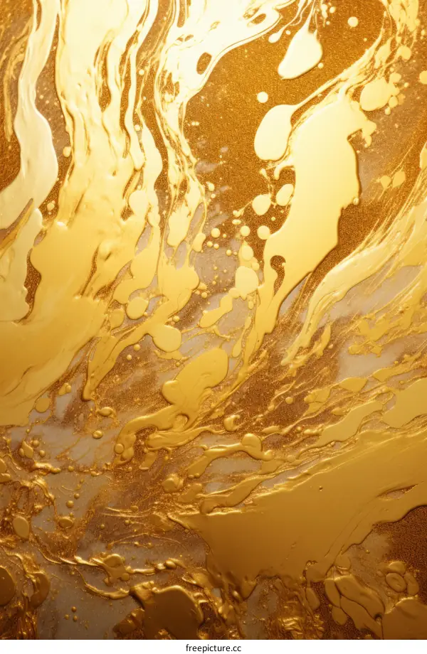 Golden fluid painting abstract background