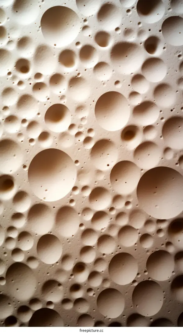 Close-up of the surface of the moon showing craters