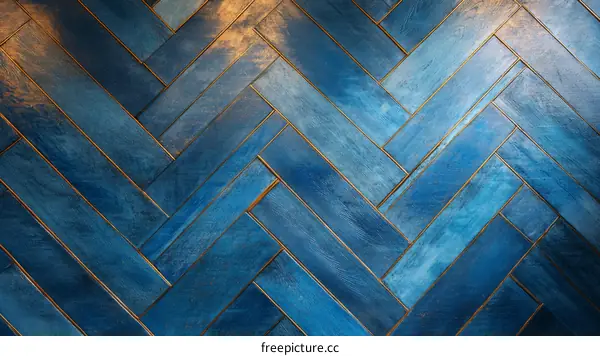 Blue Herringbone Patterned Tiles