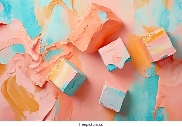 Abstract Art Painting with Pink and Blue Colors