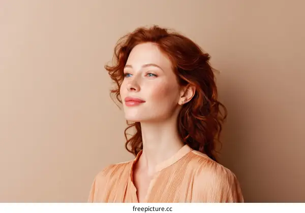 Portrait of a Redhead Woman with a Thoughtful Expression