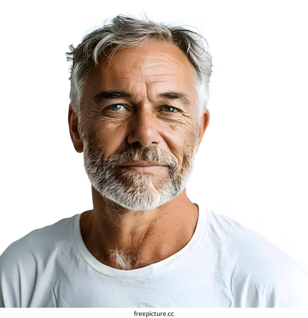 Portrait of a smiling senior man with gray hair and beard