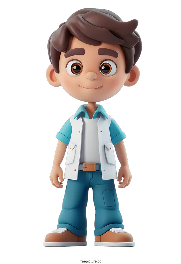 [Transparent Background PNG]Happy smiling boy 3d illustration