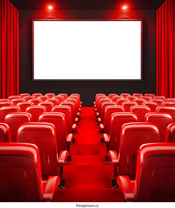 Empty Red Seats in Movie Theater