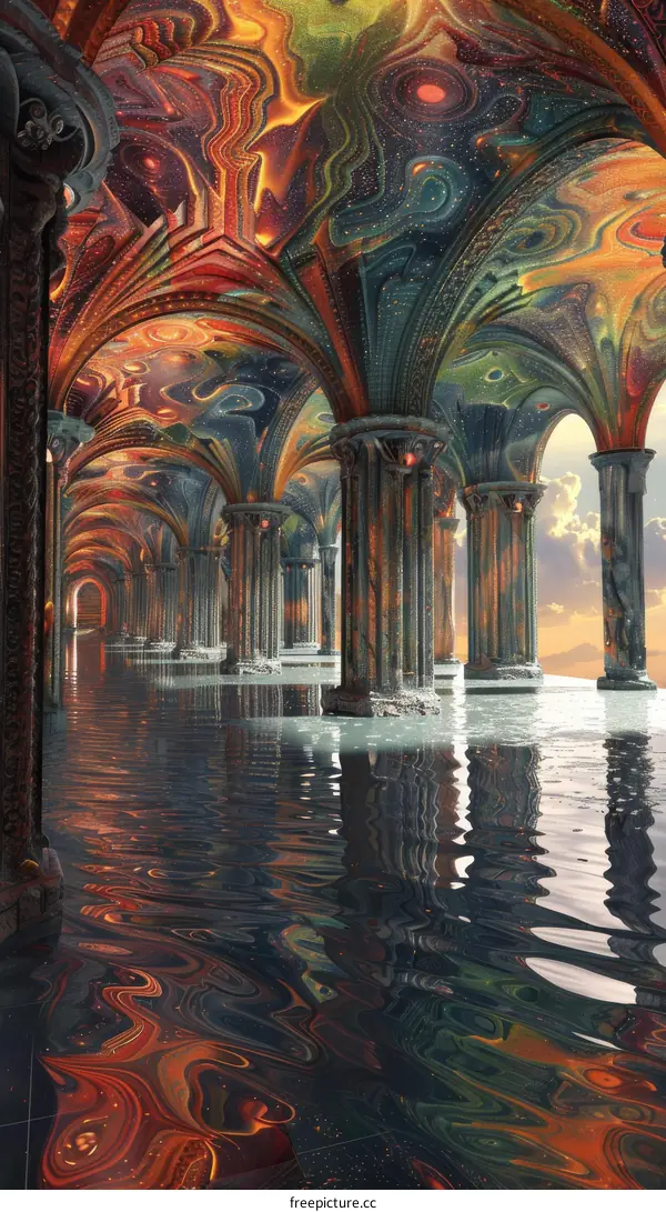 Surreal Watercolor Cathedral