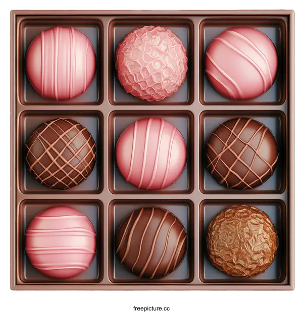 [Transparent Background PNG]Delicious Chocolate Truffles in Gift Box