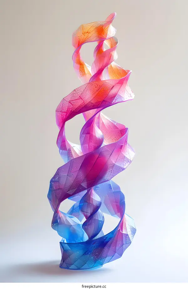 Colorful 3D rendering of a DNA helix.