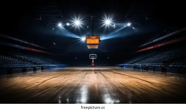 Basketball Arena with Illuminated Lighting