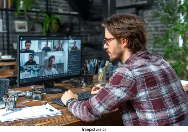 Remote Meeting in Creative Workspace