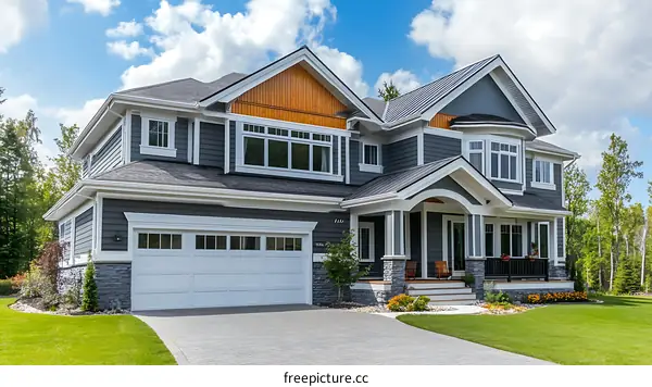 Modern House Exterior with Garage and Porch