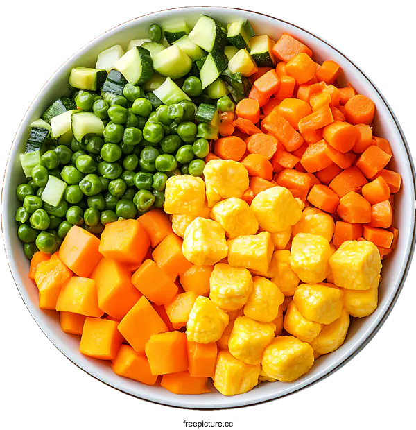 [Transparent Background PNG]Assorted Frozen Vegetable Mix in Bowl