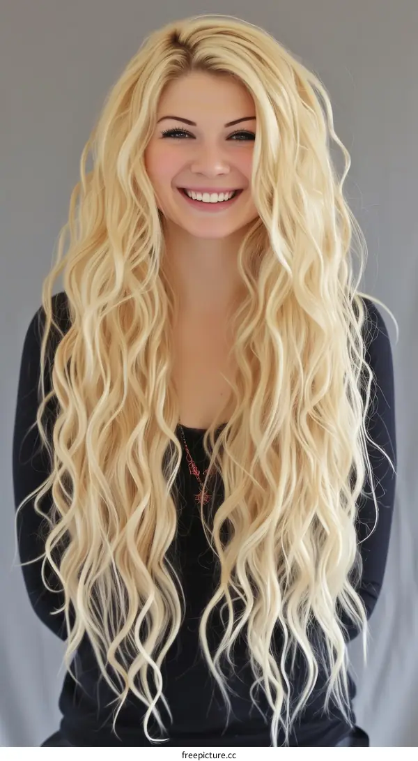 Portrait of a beautiful young woman with long blond hair