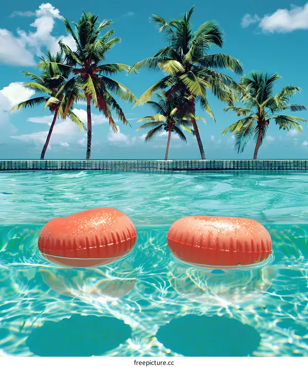 Tropical Pool with Inflatable Rings