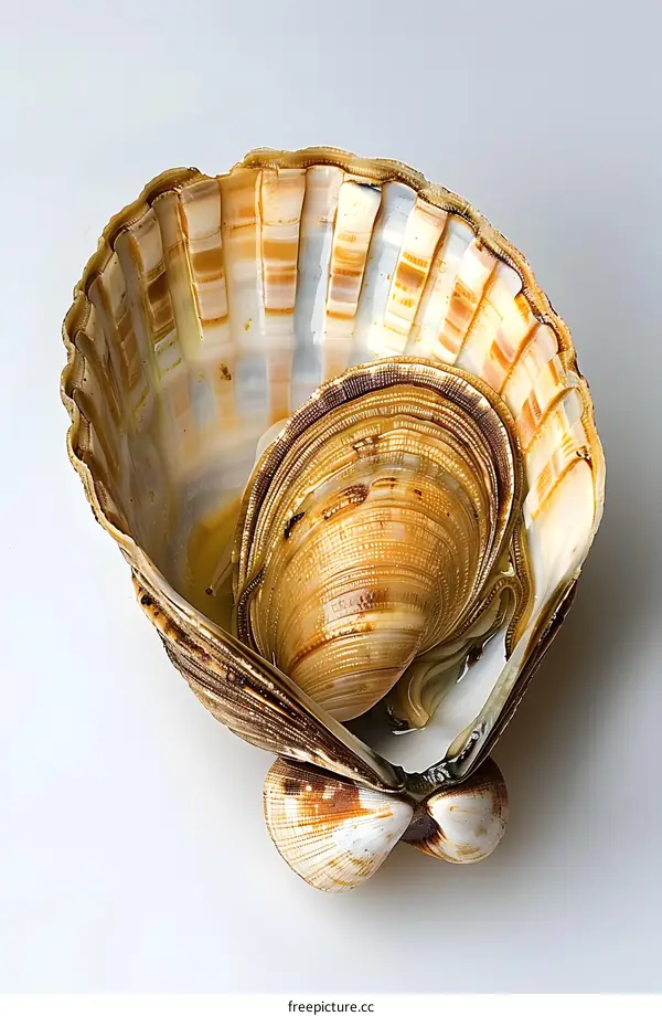 Empty Seashell on White Background