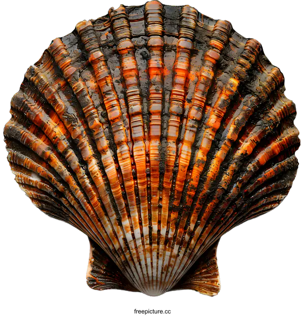 [Transparent Background PNG]Orange brown scallop shell with white background