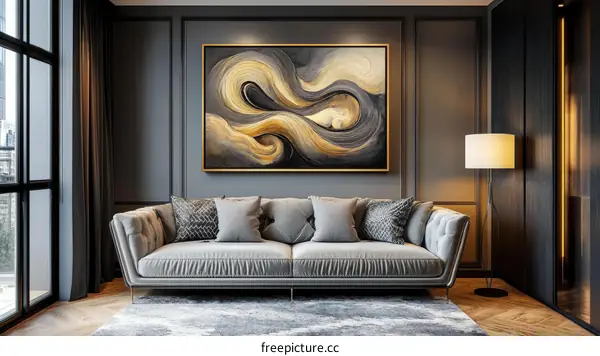 Modern Living Room Interior Design with Abstract Art