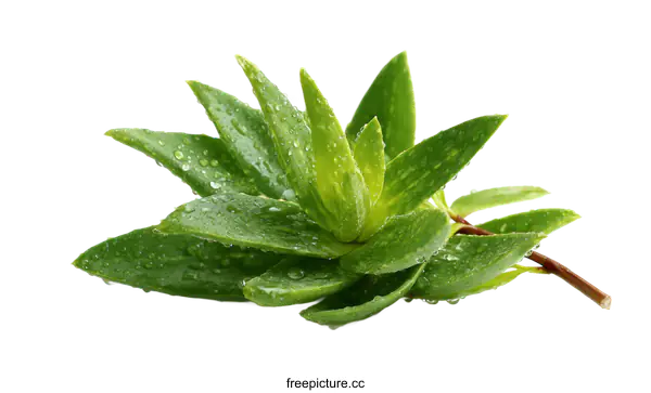 [Transparent Background PNG]Close-up of Fresh Aloe Vera Plant with Water Drops