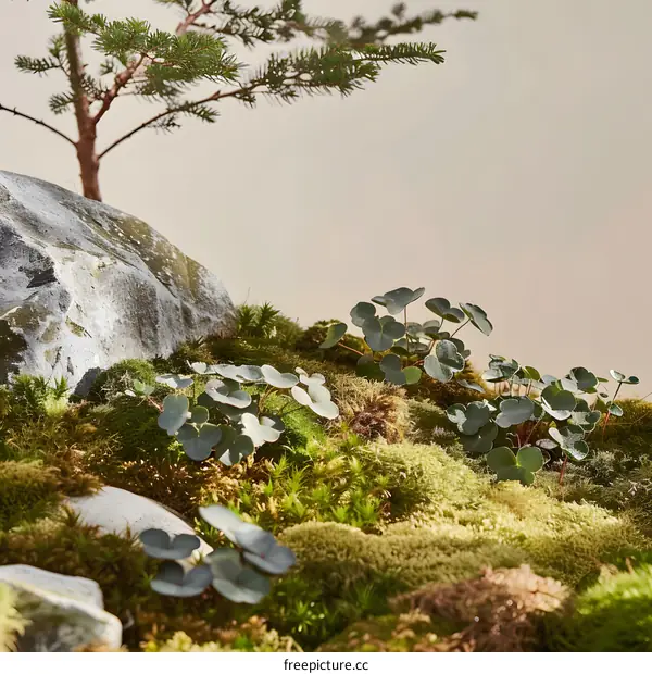 Green Moss and Stone Landscape