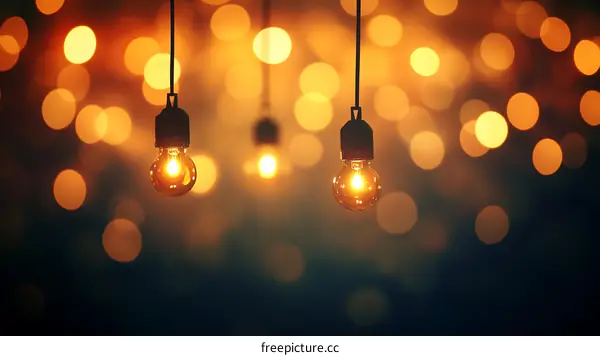 Warm Light Bulbs in a Bokeh Background