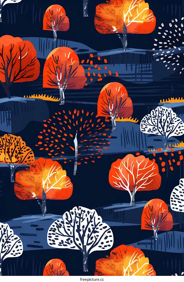 Abstract Autumn Trees Pattern
