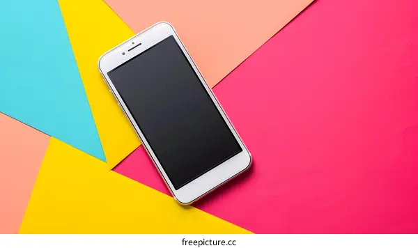 White Smartphone on Colorful Background