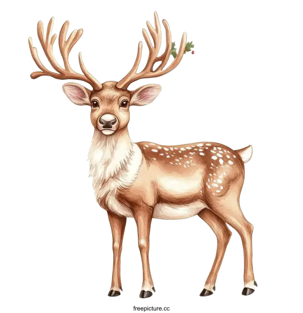[Transparent Background PNG]Cute Christmas Deer Illustration
