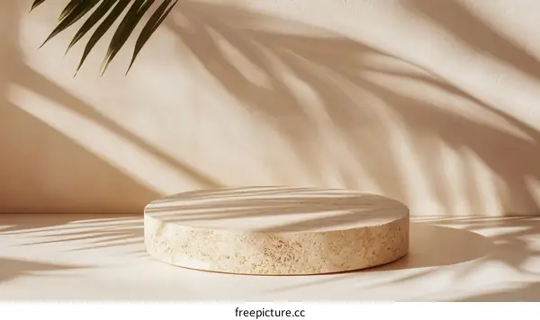 Beige Minimalist Display Podium with Natural Shadow