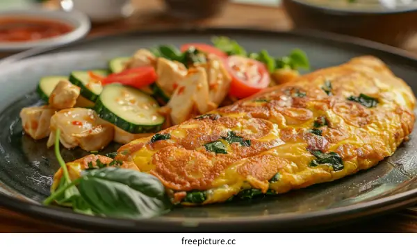 omelette with chicken and vegetables