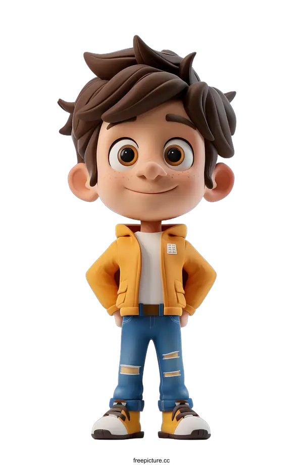 [Transparent Background PNG]3D rendering of a cute cartoon boy
