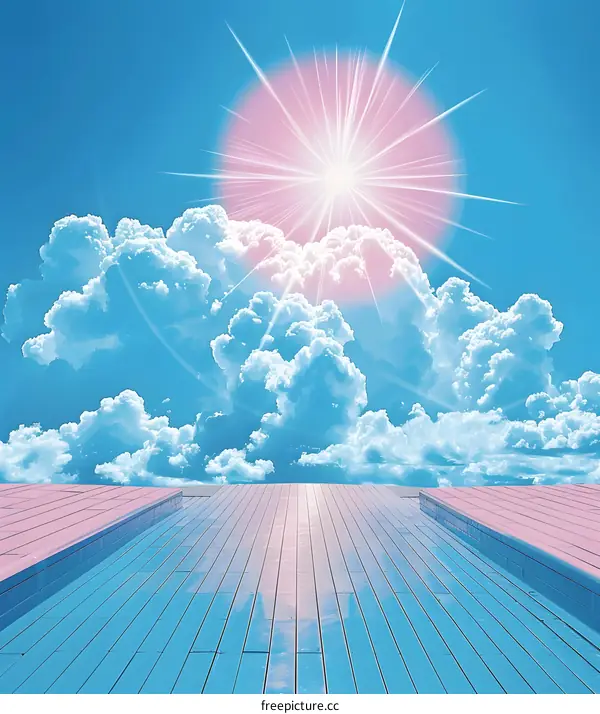 Bright Sky Above Wooden Floor With Clouds