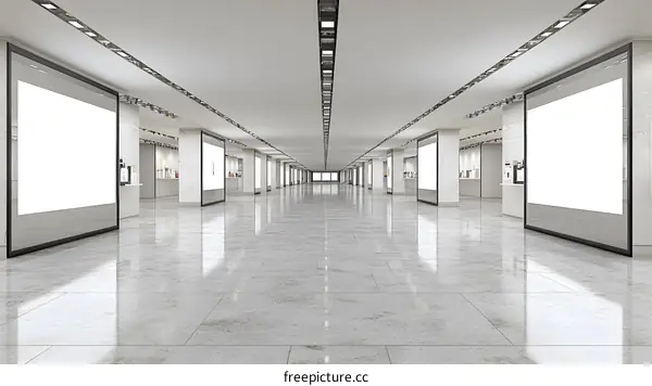 Modern White Hallway with Empty Posters