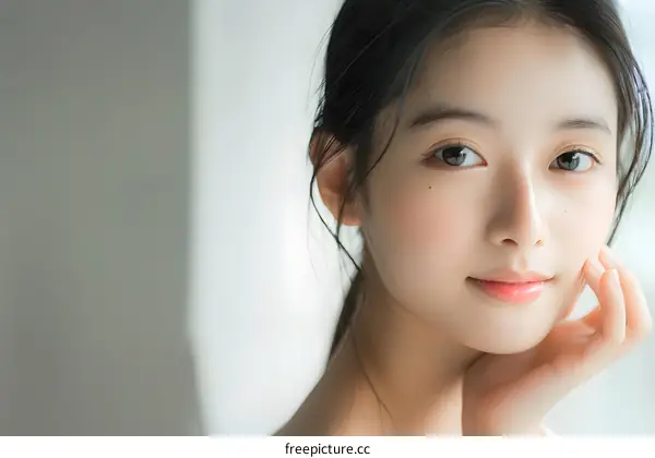 Portrait of a Young Asian Woman with a Gentle Smile