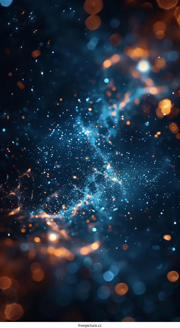 Abstract Glowing Particles: Blue and Orange