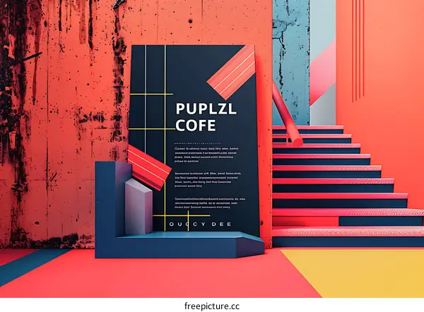 Abstract Geometric Design with Red and Yellow Color Scheme