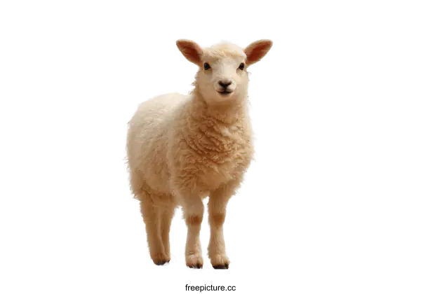 [Transparent Background PNG]Adorable Lamb Standing on White Background