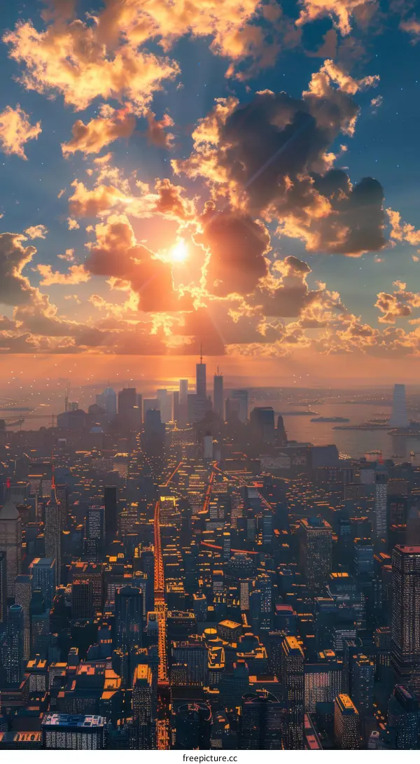 Cityscape Sunset Over the City