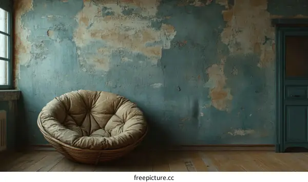 Vintage Room with Armchair and Distressed Wall