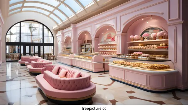 Interior Design of a Chic Pink Bakery