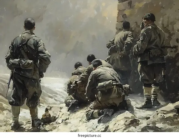 Chinese Peoples Volunteer Army soldiers in the War to Resist US Aggression and Aid Korea