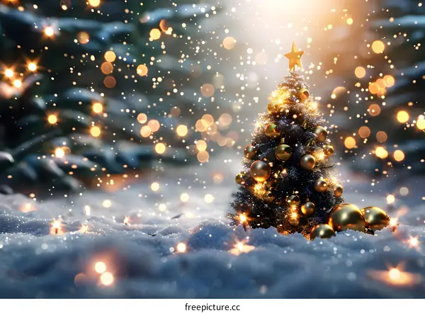 Christmas tree in the snow