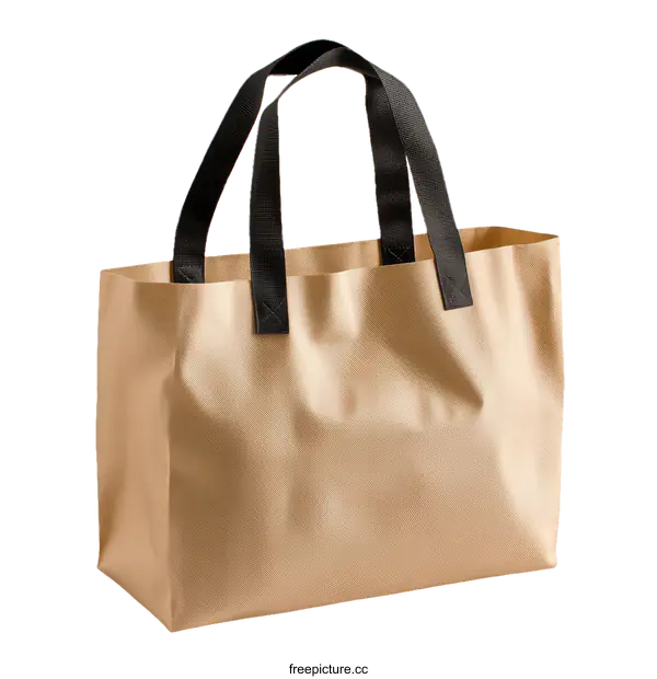 [Transparent Background PNG]Beige Shopping Tote Bag with Black Handles