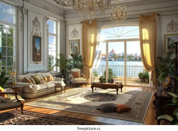 Luxury Living Room with City View