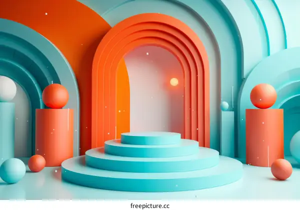 3D geometric shapes with podium