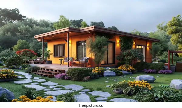 Compact Modern Home Design with Garden
