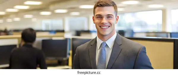 Smiling Businessman In Modern Office