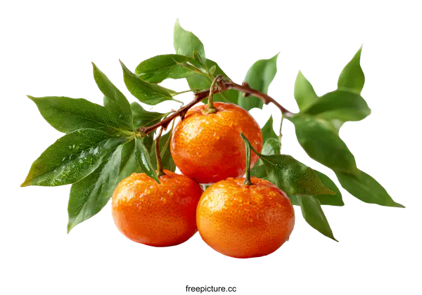[Transparent Background PNG]Fresh Mandarin Oranges on a Branch